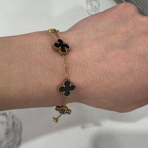 Gold and Black Clover-Style Bracelet